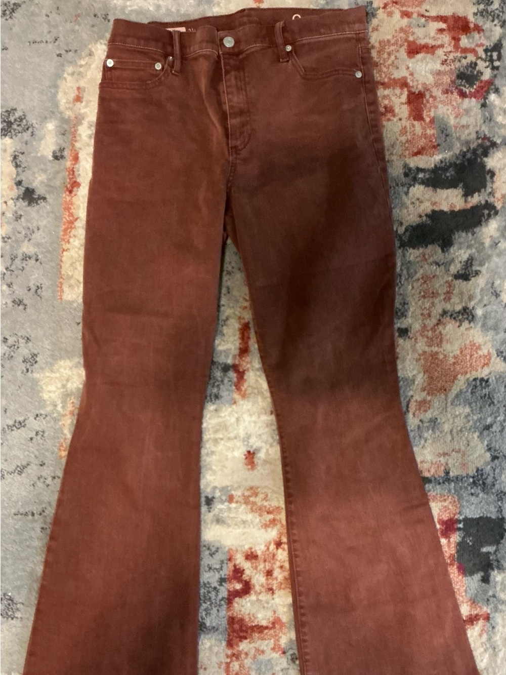 Rust Denim Flared Pants